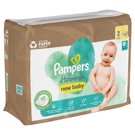 Pampers Harmonie, pañales, talla 2, 4-8 kg, 32 unidades