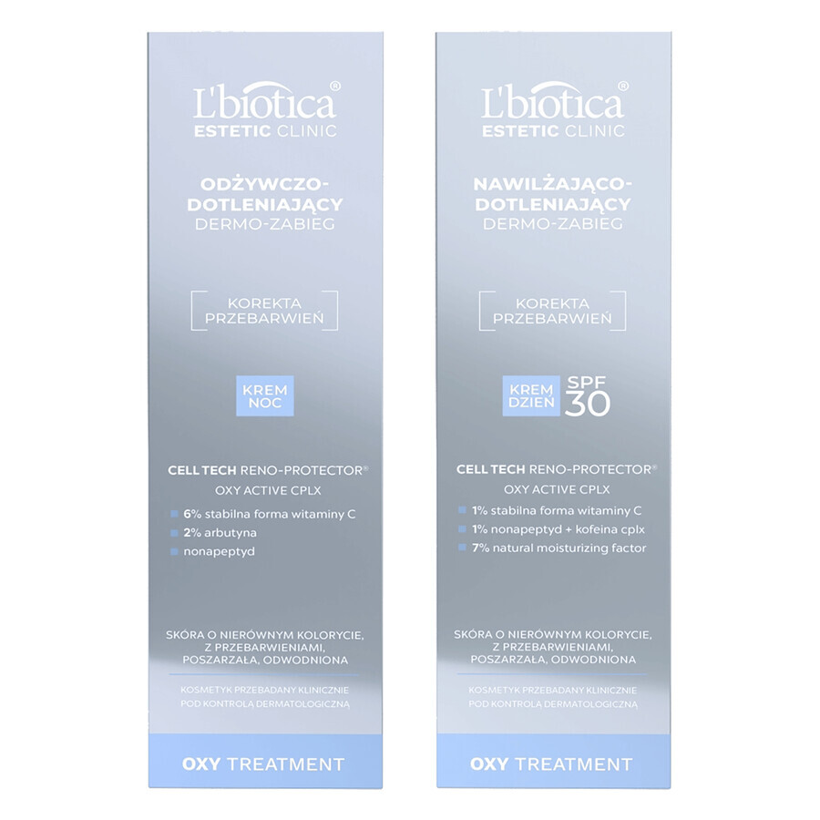 Set L'Biotica Aesthetic Clinic OXY, moisturizing and oxygenating dermo-treatment, SPF 30, 35 ml + nourishing and oxygenating dermo-treatment for night, 35 ml