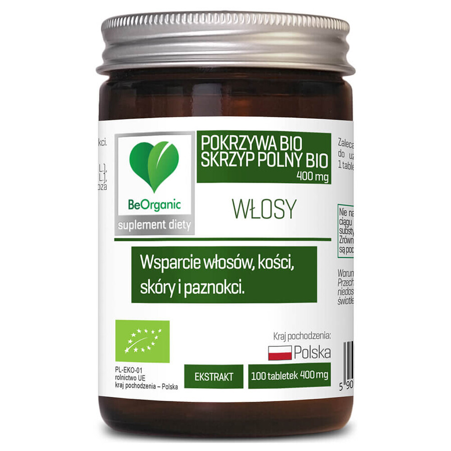 BeOrganic Schachtelhalm Bio + Brennnessel Bio 400 mg, 100 Tabletten