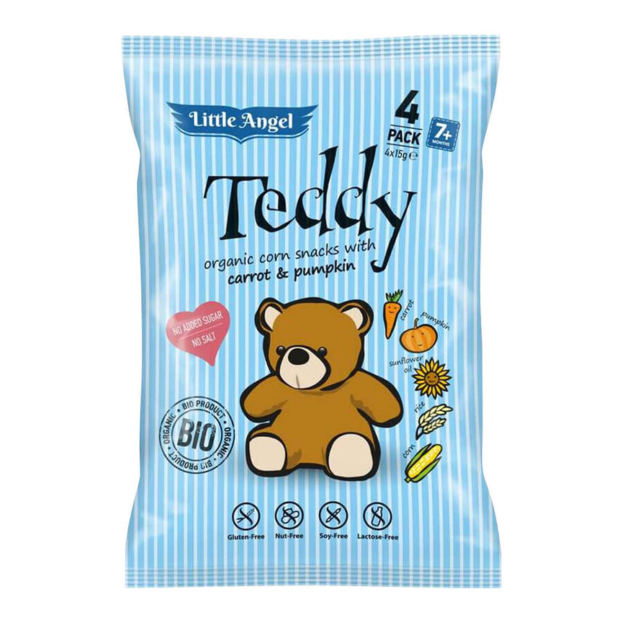 Comprar Little Angel Teddy Corn Crisps Bio, zanahoria y calabaza, a partir de 7 meses, 4 x 15 g FECHA CORTA Little Angel Teddy Corn Crisps Bio, zanahoria y calabaza, a partir de 7 meses, 4 x 15 g FECHA CORTA