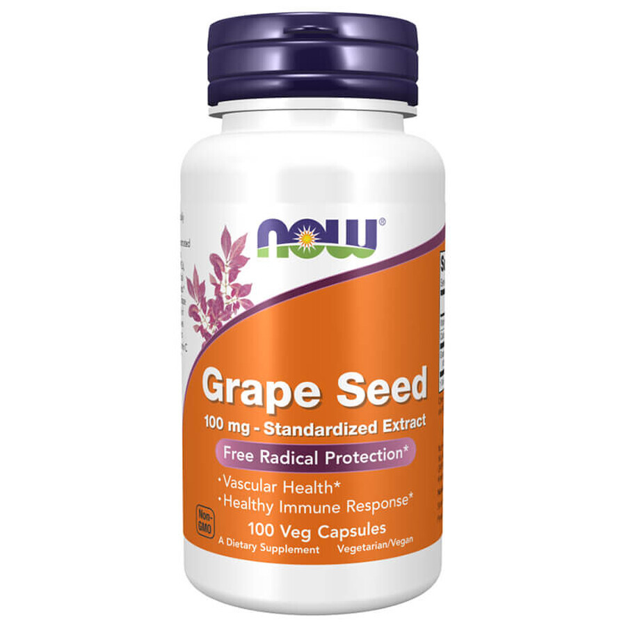 Now Foods Semi d'uva, estratto di semi d'uva con vitamina C, 100 capsule vegane
