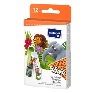 Matopat, set de tiritas con apósito para niños, safari, 12 piezas
