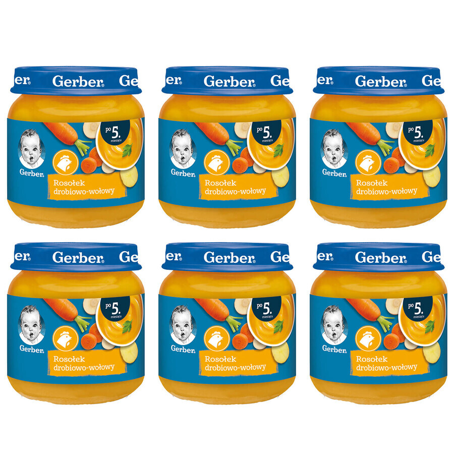 Gerber Suppen-Set, Geflügel- und Rinderbrühe, nach 5 Monaten, 6 x 125 g DEKORIERTE VERPACKUNG