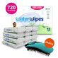 WaterWipes Soapberry Kids Bio, toallitas h&#250;medas, agua con extracto de jab&#243;n, desde el nacimiento, 12 x 60 pcs + Ikoo Home, sin cepillo para el pelo