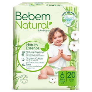 Bebem Natural, Windeln aus Bambus, Größe 6, XL, 15+ kg, 20 Stück