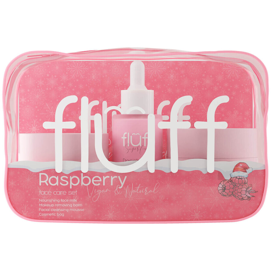 Fluff Raspberry set, face milk 40 ml + cleansing lotion 50 ml + cleansing foam 50 ml + make-up kit