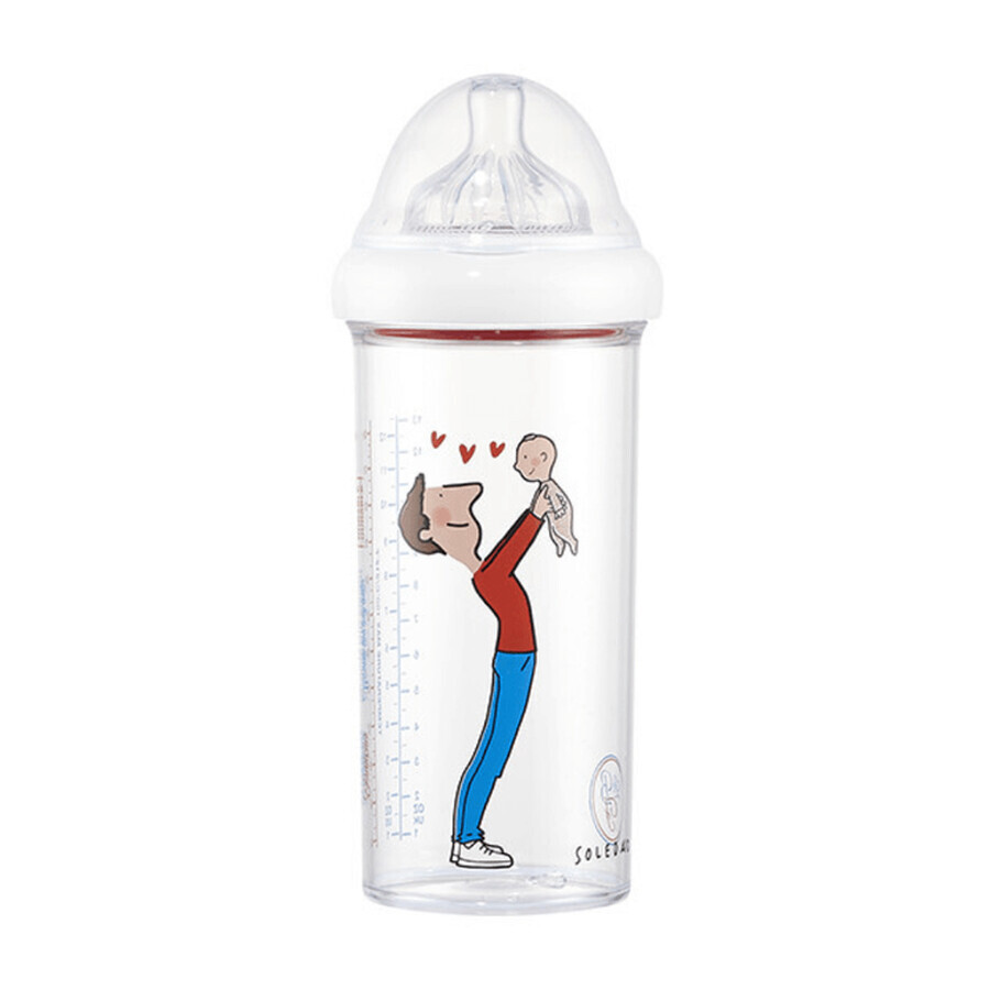 Le Biberon Francais, biberon con tettarella, tritan, papà, da 6 mesi, 360 ml
