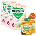 BoboVita Set Porridge au lait et au riz, banane, sans gluten, après 6 mois, 3 x 230 g + Mousse en tube, banane avec mangue et noix de coco, 2 x 80 g gratuit BoboVita Set Porridge au lait et au riz, banane, sans gluten, après 6 mois, 3 x 230 g + Mousse en tube, banane avec mangue et noix de coco, 2 x 80 g gratuit