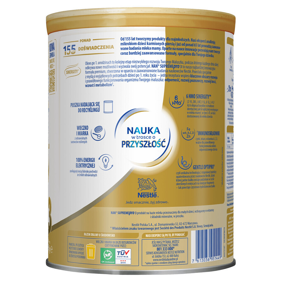 Set Nestle NAN Supremepro 3 HMO, latte di proseguimento per bambini di età superiore a 1 anno, 4 x 800 g