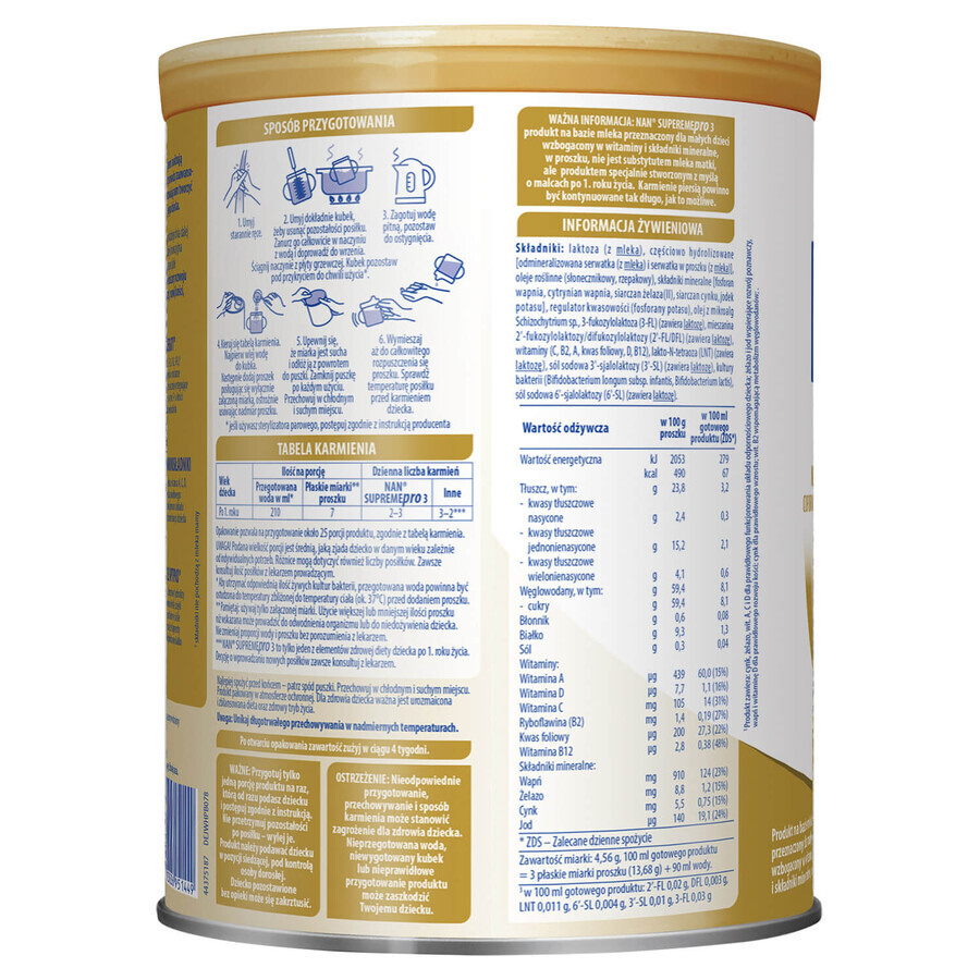 Set Nestle NAN Supremepro 3 HMO, latte di proseguimento per bambini di età superiore a 1 anno, 4 x 800 g