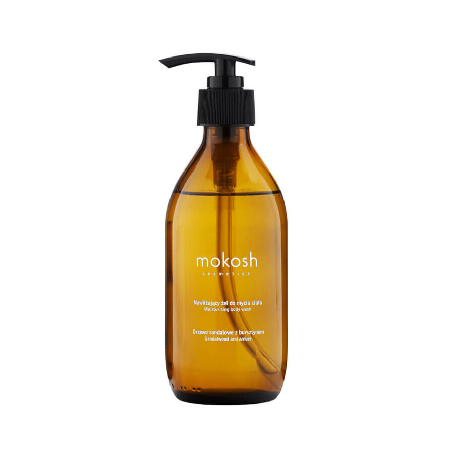 Mokosh gel doccia idratante per il corpo, sandalo e ambra, 300 ml