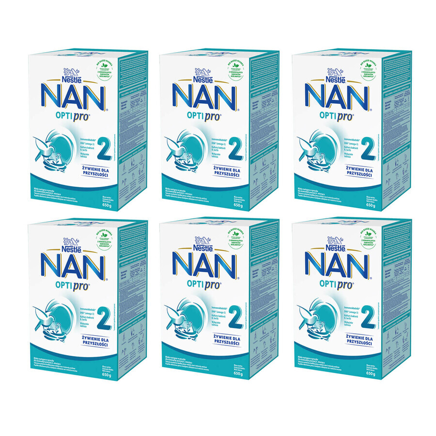 Nestle NAN Optipro 2, Follow-on milk for babies over 6 months, 6 x 650 g