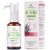 HempKing Vitamine naturale D3 + K2 MK7 în ulei de cânepă, picături, 30 ml