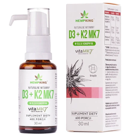 HempKing Natuurlijke vitamine D3 + K2 MK7 in hennepolie, druppels, 30 ml