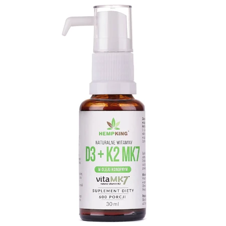 HempKing Natuurlijke vitamine D3 + K2 MK7 in hennepolie, druppels, 30 ml