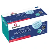 Opharm, medical mask, disposable, 3 layers, type IIR, blue, 50 pieces