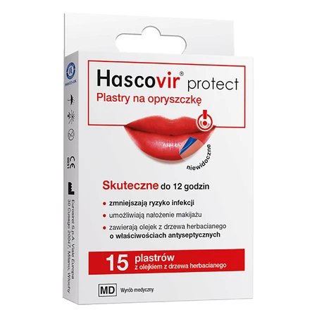 Hascovir Protect, koortslippleisters, 15 stuks