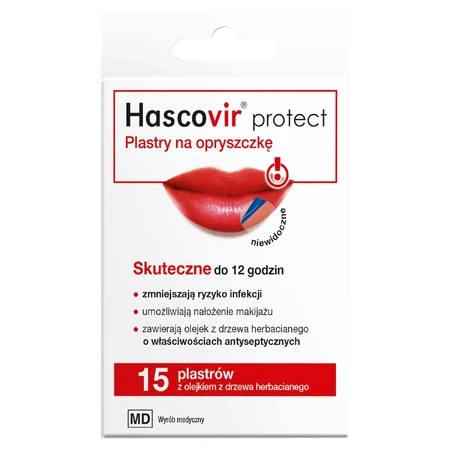 Hascovir Protect, koortslippleisters, 15 stuks