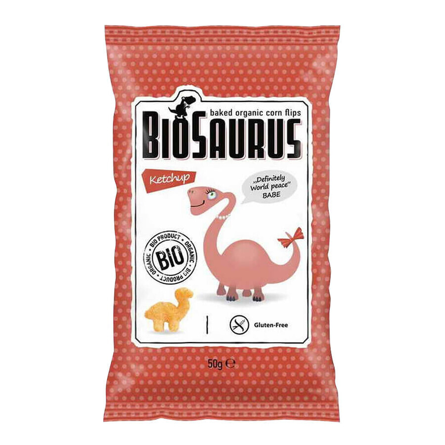 Shop BioSaurus, Bio frittierte Maischips, Ketchup-Geschmack, 50 g BioSaurus, Bio frittierte Maischips, Ketchup-Geschmack, 50 g