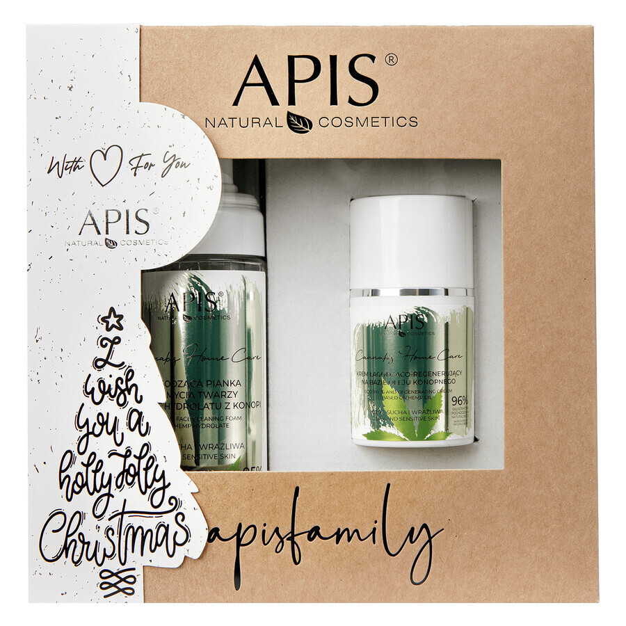 Apis Cannabis Kit, Soothing Facial Cleansing Foaming Soothing Facial Cleanser, 150 ml + Soothing and Regenerating Cream, 50 ml