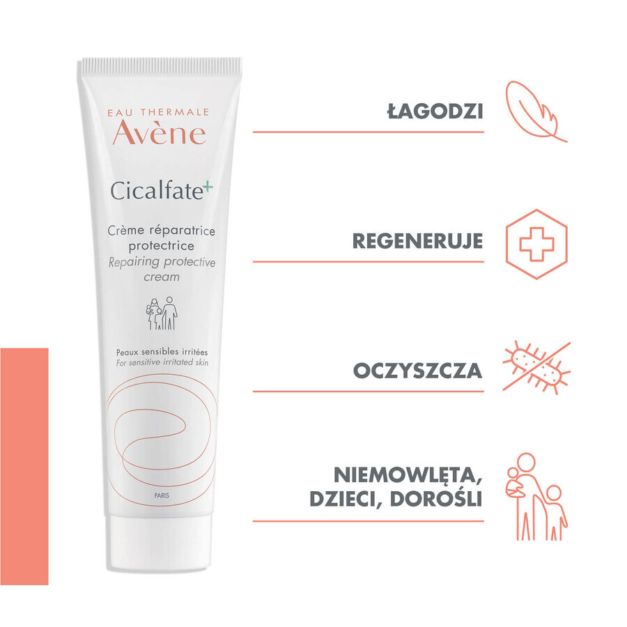 Avene Cicalfate+ set, regenererende beschermende crème voor het hele gezin, gevoelige en geïrriteerde huid, 2 x 100 ml + Hyaluron Activ B3, herstellend serum, 10 ml gratis