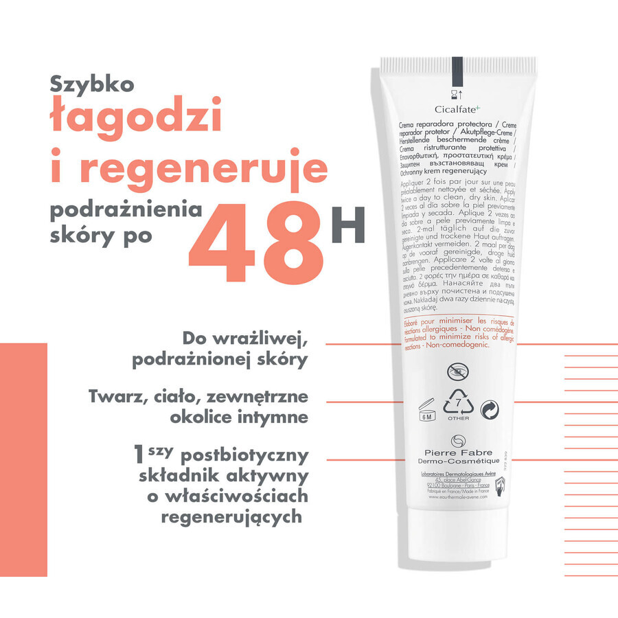 Avene Cicalfate+ set, regenererende beschermende crème voor het hele gezin, gevoelige en geïrriteerde huid, 2 x 100 ml + Hyaluron Activ B3, herstellend serum, 10 ml gratis