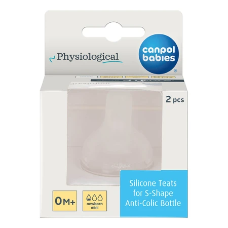Canpol Babies, tétine en silicone pour biberon S-Shape S, mini, 59/891, dès la naissance, 2 pièces