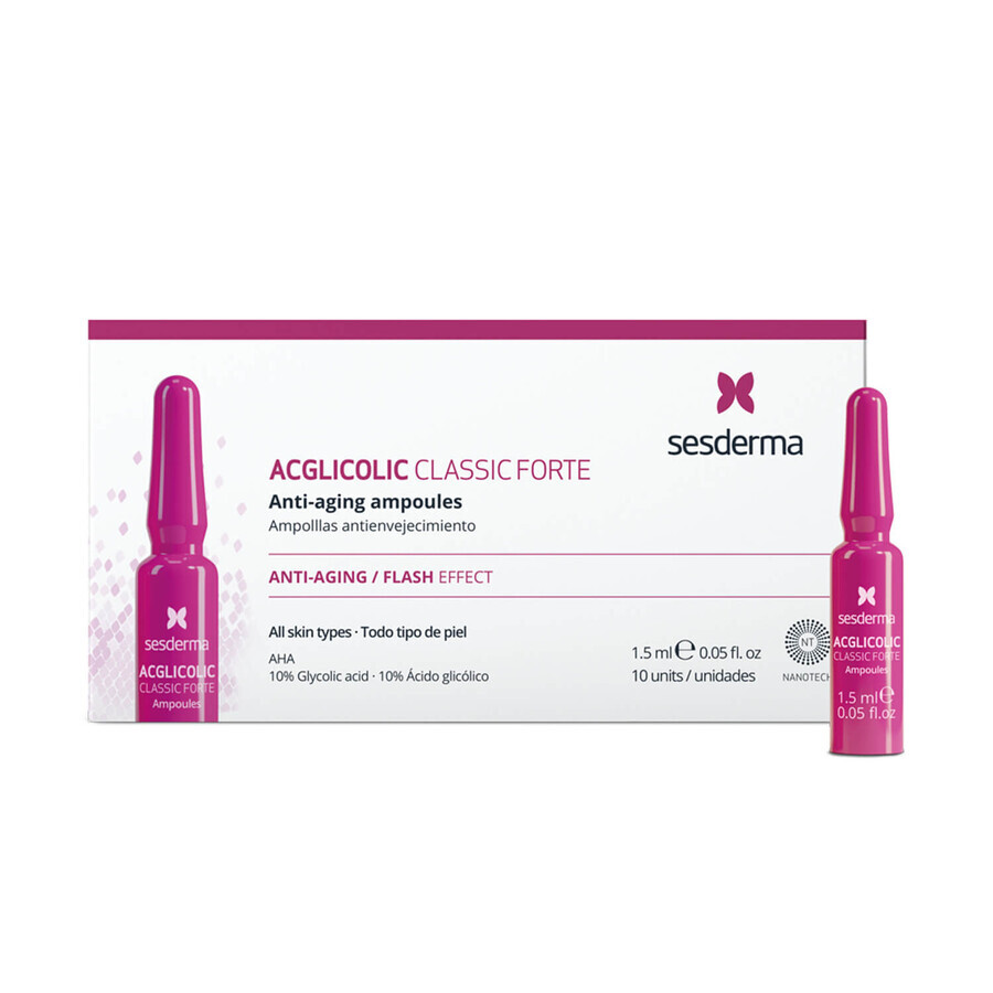 Sesderma set, Hidraderm Hyal, crema facial hidratante, 50 ml + Acglicolic Classic Forte, 1,5 ml x 10 ampollas por 1 céntimo
