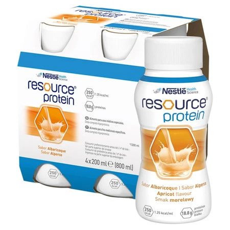 Resource Eiwit, voedingssupplement, abrikozensmaak, 4 x 200 ml