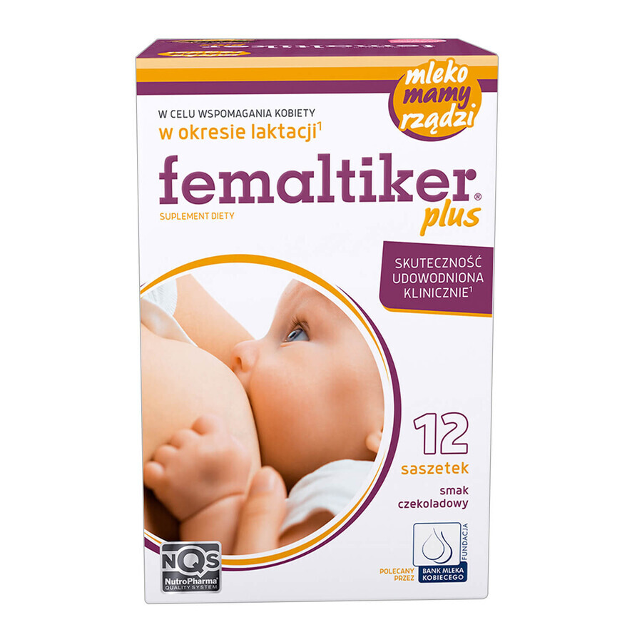 Femaltiker Plus pack, chocolate flavor, 2 x 12 sachets