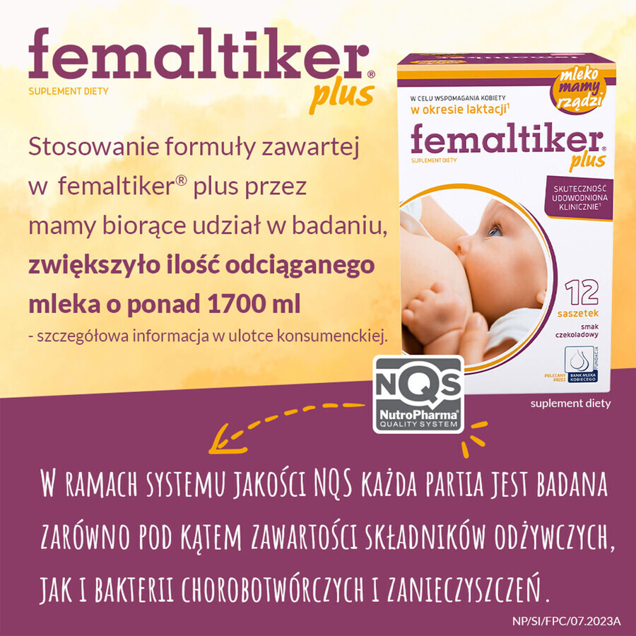 Femaltiker Plus pack, chocolate flavor, 2 x 12 sachets