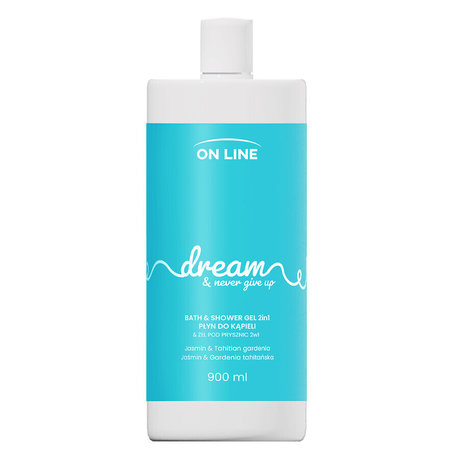 On Line Dream, loción de baño y gel de ducha 2 en 1, jazmín y gardenia, 900 ml