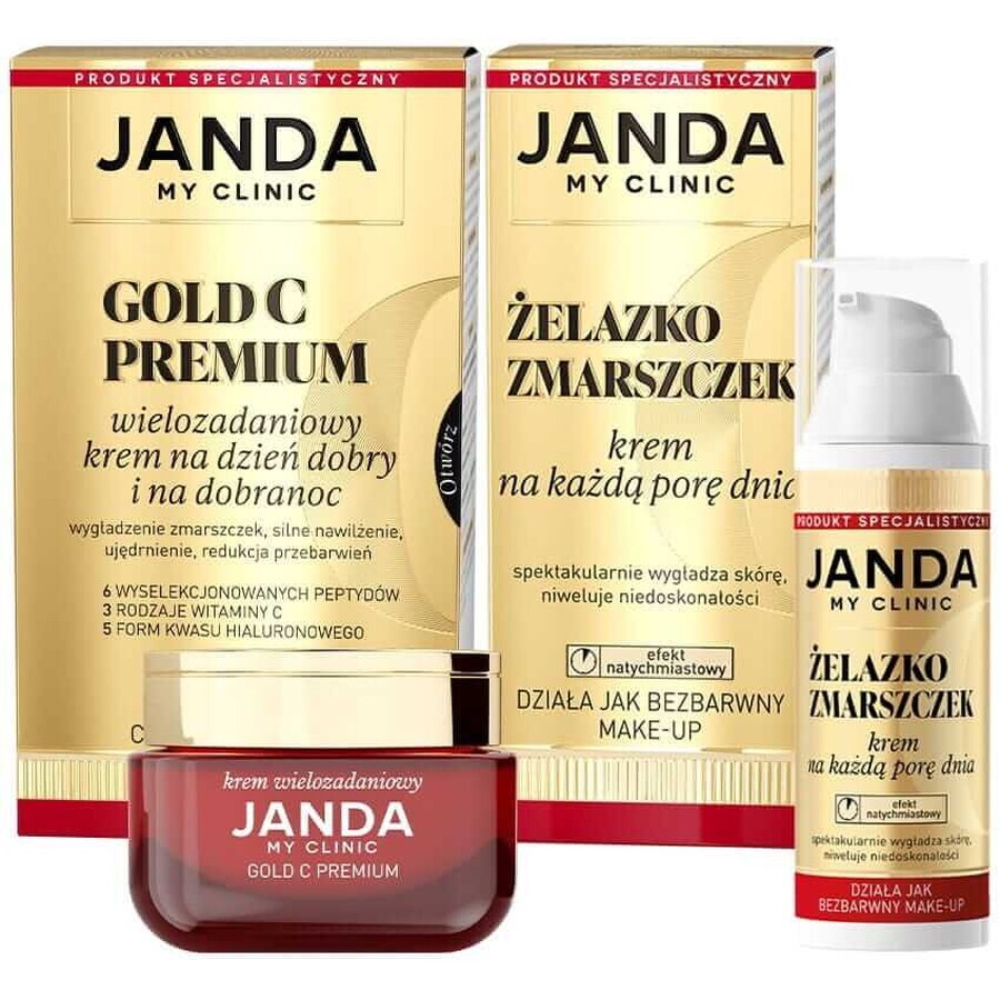 Janda My Clinic set, Gold C Premium multitasking day and night cream 50 ml + Wrinkle Iron all day cream 30 ml