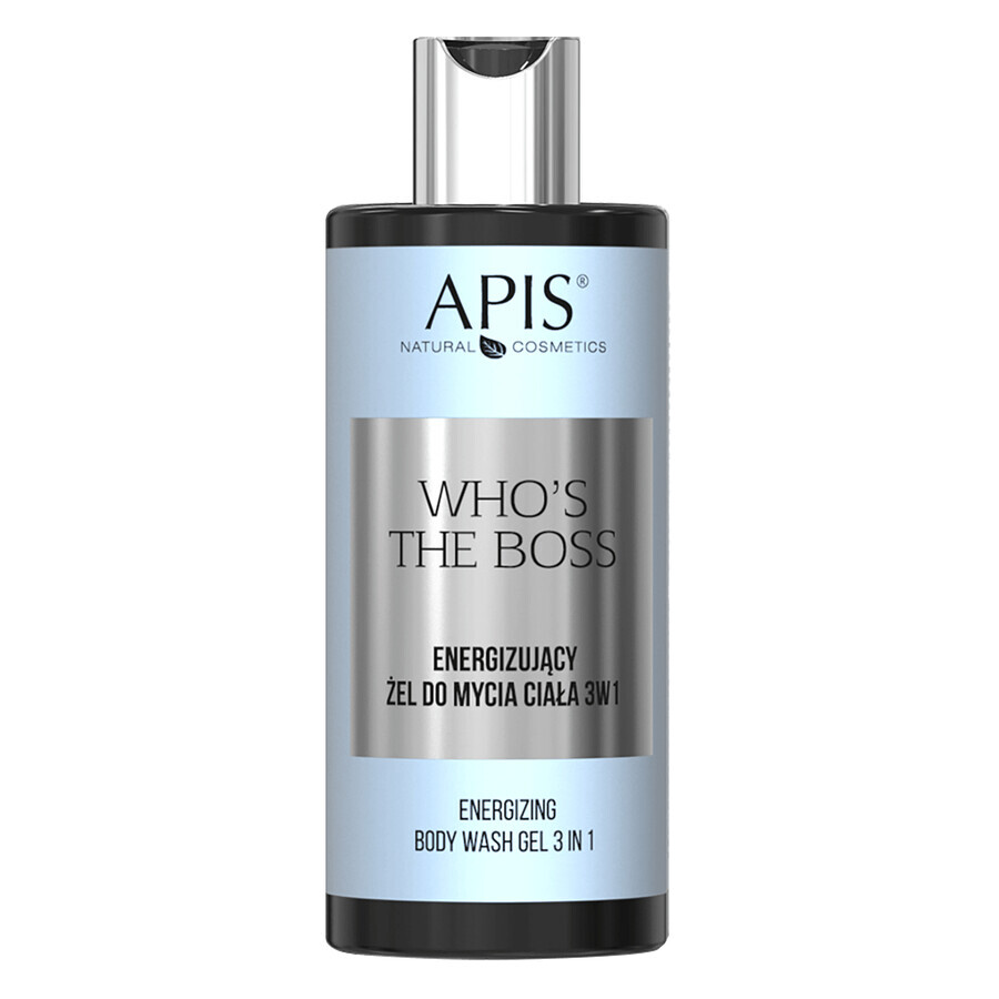 Coffret Apis Who's The Boss, gel douche énergisant 3 en 1 pour le corps 300 ml + crème énergisante pour le corps et les mains 300 ml