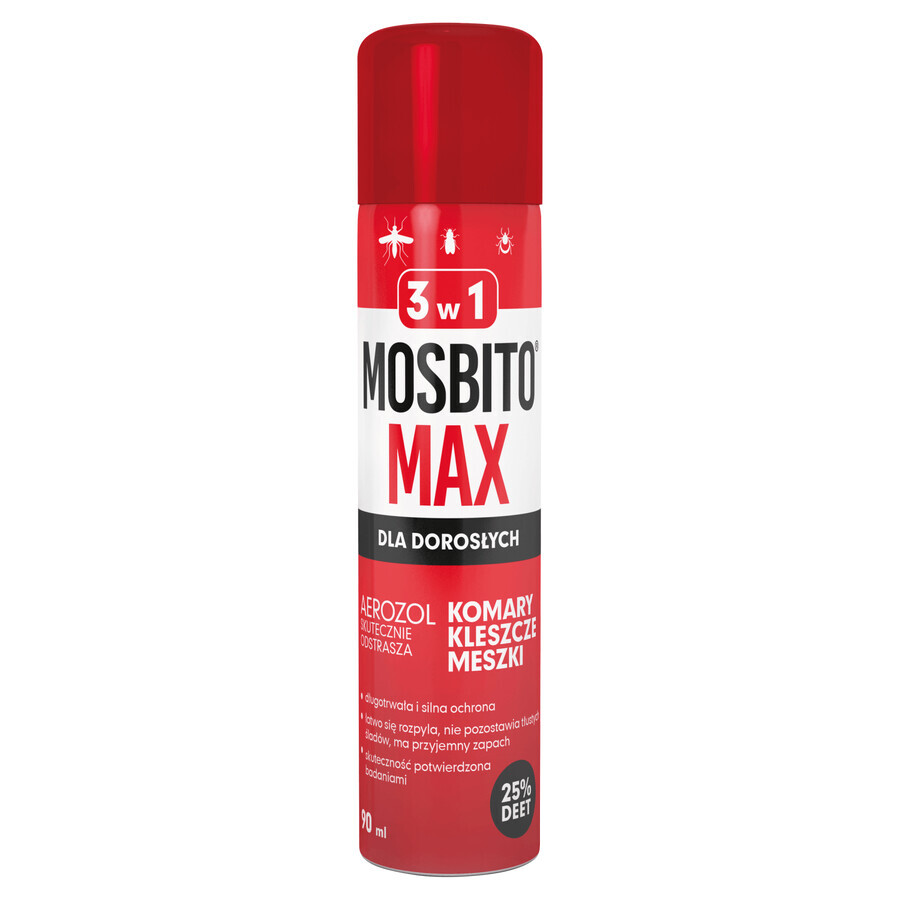 Mosbito Max mosquito and tick repellent spray, DEET 25%, 90 ml