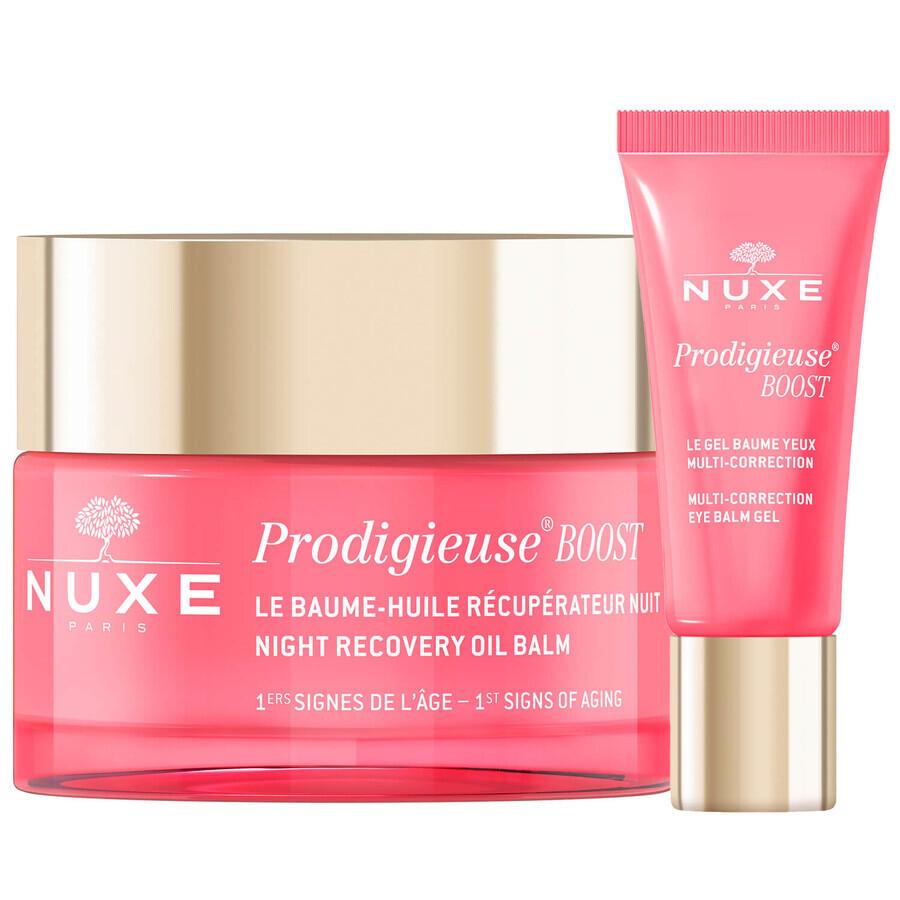 Nuxe Prodigieuse Boost set, face balm with night oil, 50 ml + eye gel balm, 15 ml for 1 penny