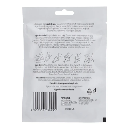 Aptederm, calcetines con mascarilla exfoliante, 2 piezas