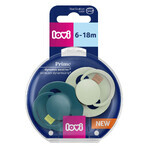 Lovi Prime, pacifier, silicone, dynamic, pistachio/green, 34/414, 6-18 months, 2 pcs