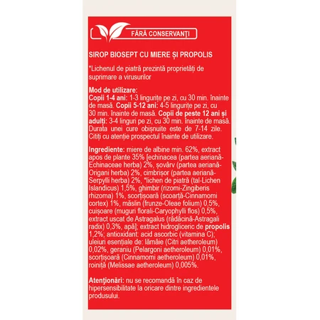 Biosept jarabe de miel y propóleo, A13, 100 ml, Fares