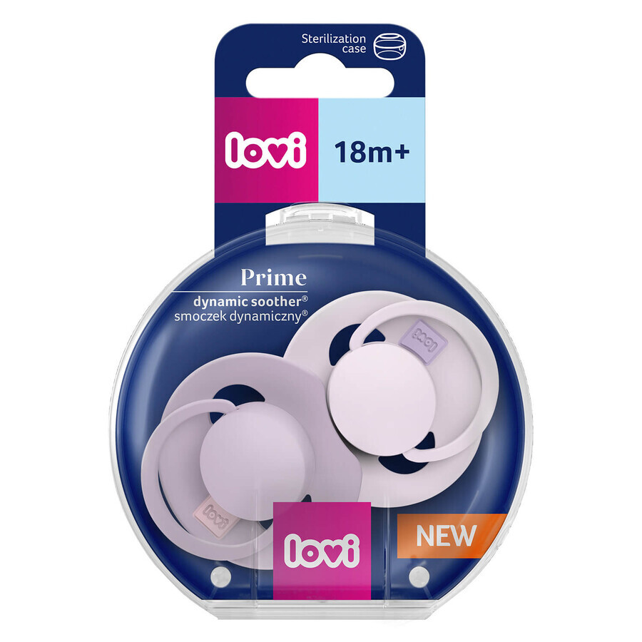 Lovi Prime, sucette, silicone, dynamique, Lilas/Violette, 34/423, à partir de 18 mois, 2 pièces