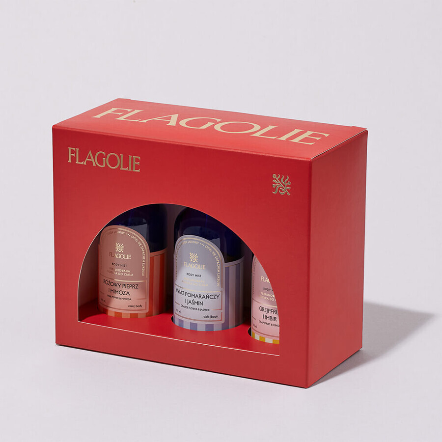 Flagolie Set Celebrate life with fragrance, nebbia profumata per il corpo, 3 x 100 ml