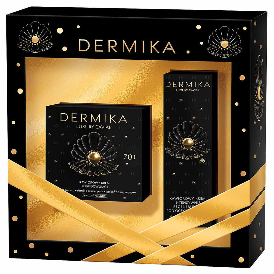 Set Dermika Luxury Caviar 70+, cremă de față cu caviar, 50 ml + cremă de ochi cu caviar, 15 ml
