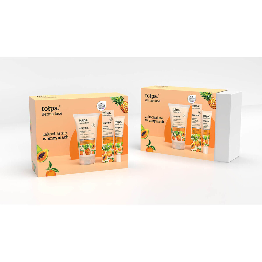 Tołpa Enzyme Set, gel limpiador facial, 150 ml + 3 enzimas peeling, 40 ml.