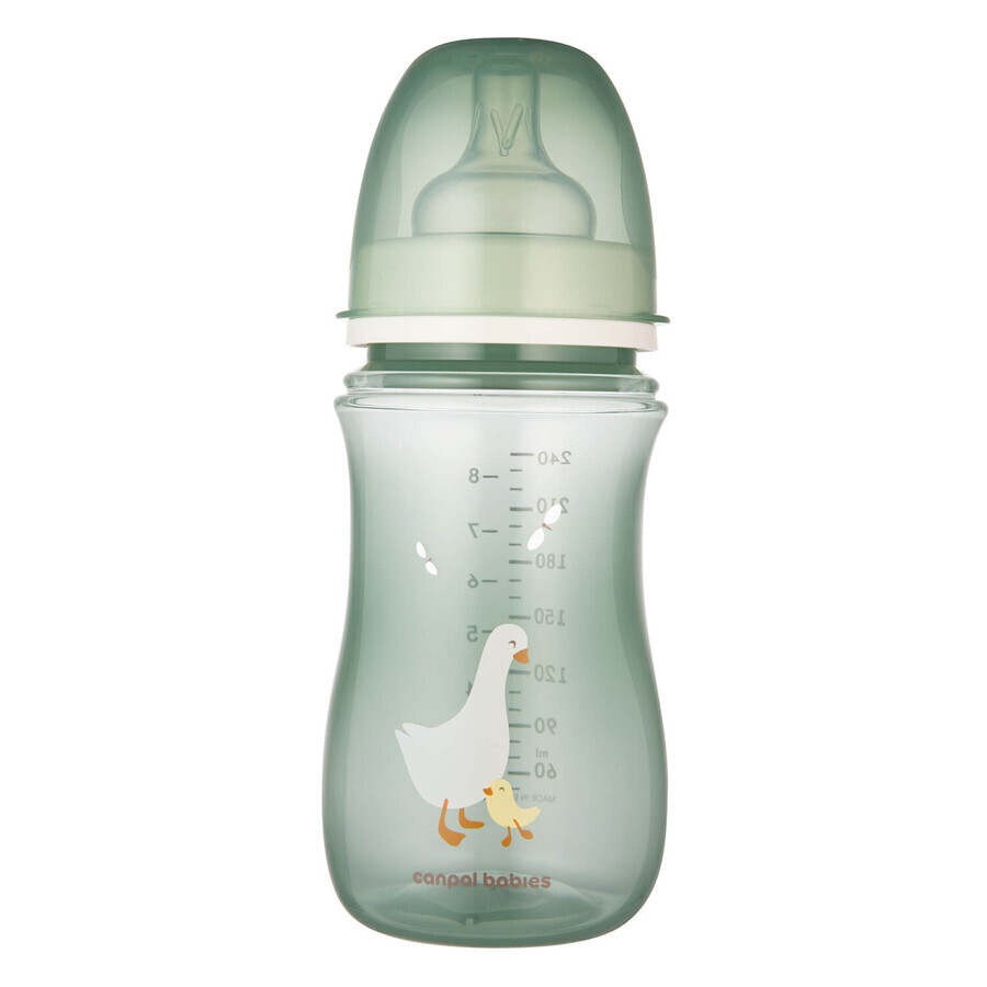 Canpol Babies EasyStart, biberon anti-colique à large ouverture, Goose, à partir de 3 mois, 240 ml