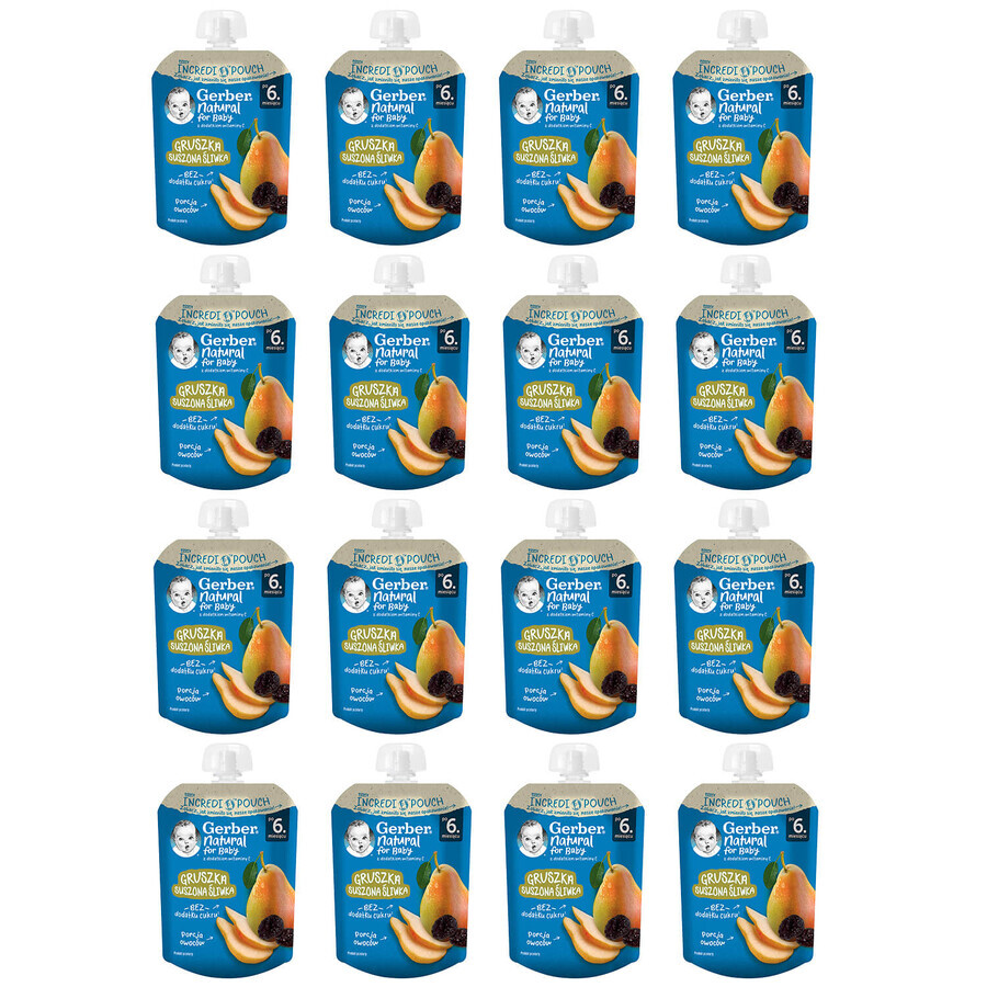Gerber dessert set in a tube, pears, prunes, after 6 months, 16 x 80 g