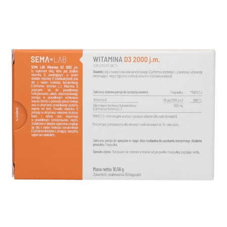 SEMA Lab Vitamine D3 2000 UI, 60 softgels