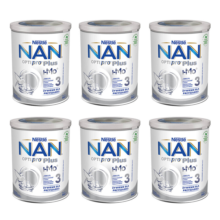 Nestle NAN Optipro Plus 3 HM-O, aangepaste melk voor baby's vanaf 1 jaar, 6 x 800 g