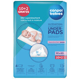 Canpol Babies, multi-purpose disposable sanitary pads, super absorbent, 90 cm x 60 cm, 10 pieces + 2 pieces free of charge
