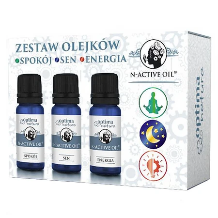 Set N-Active Olie Kalm & Slaap & Energie, natuurlijke etherische oliën, 3 x 10 ml