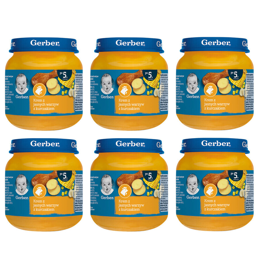 Gerber Dinner set, cremă de legume ușoare cu pui, după 5 luni, 6 x 125 g
